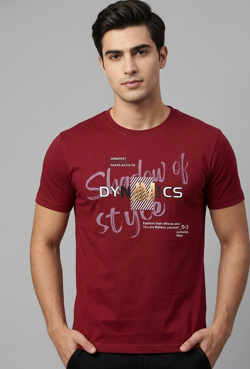 MAX MILAN MAROON MENS PRINTED TSHIRT