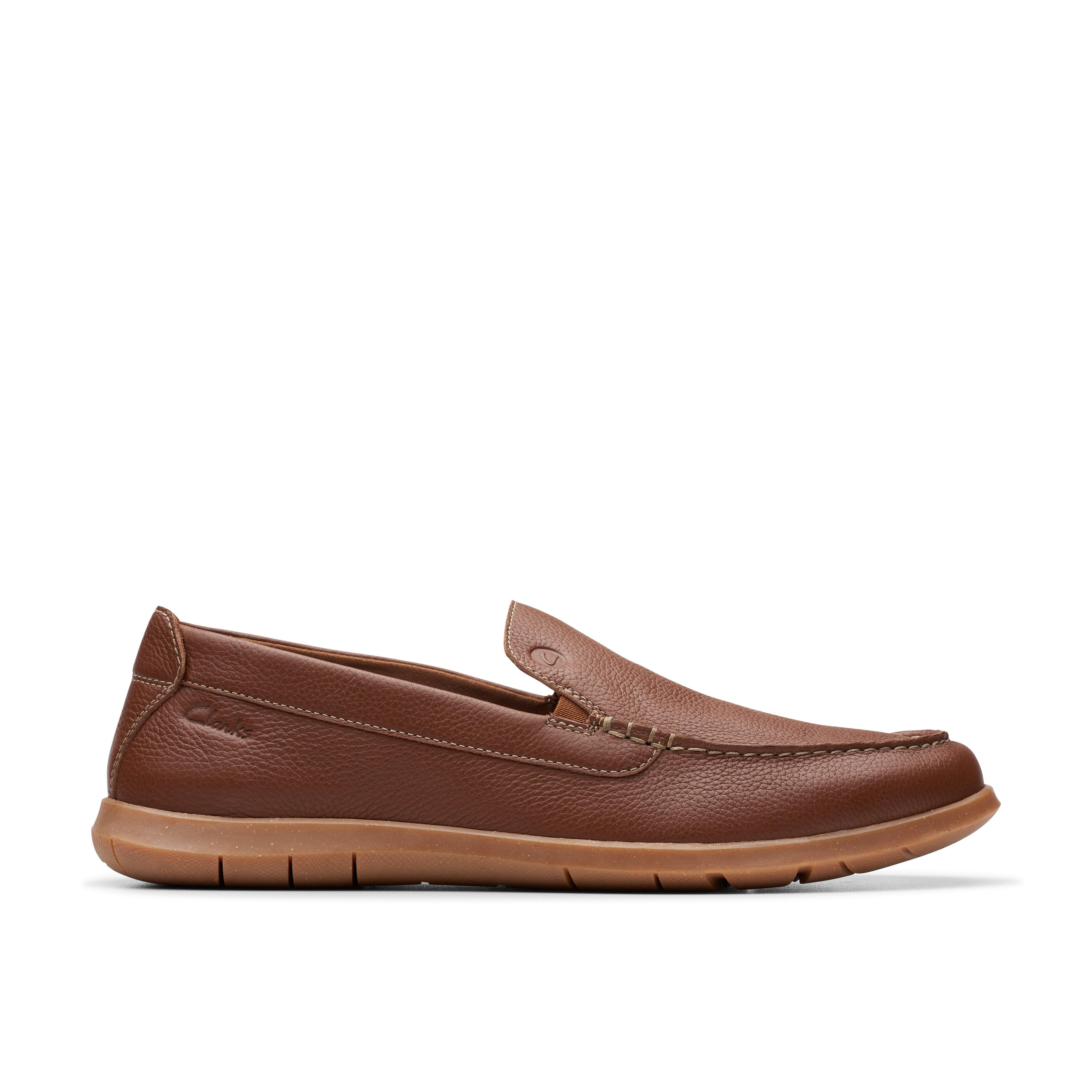 Clarks Flexway Step Men’s Tan Leather Moccasins Light Brown