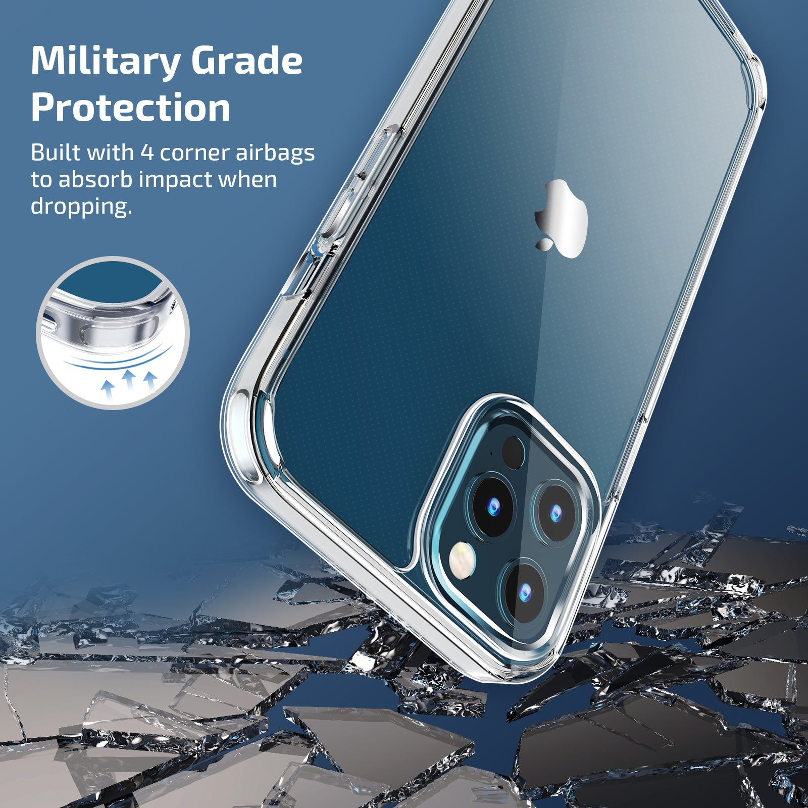 جراب Letscom Ci121 Crystal Clear متوافق مع iPhone 12/12 Pro