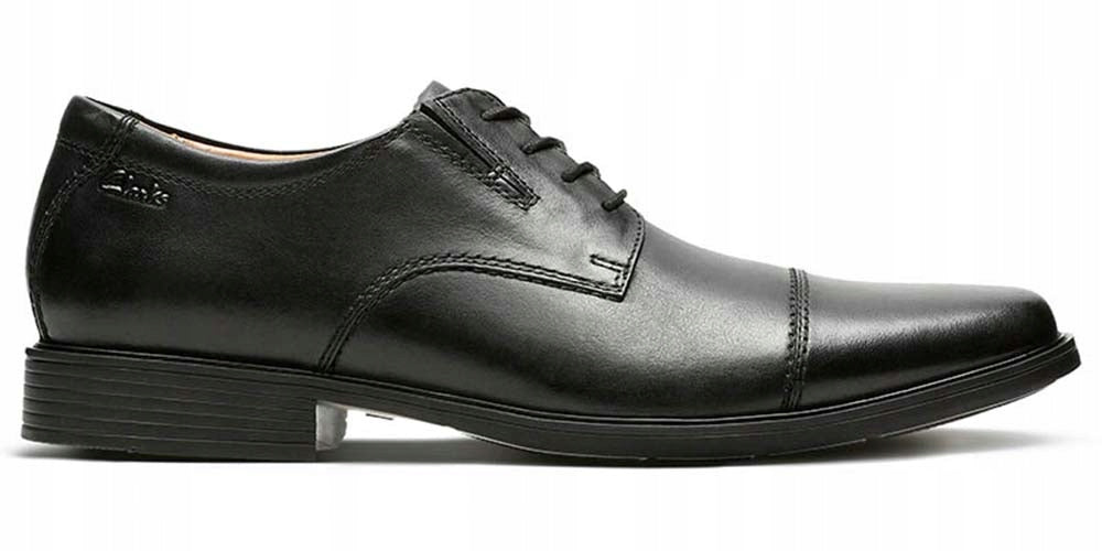 Clarks Tilden Cap Black Leather Stylish Shoe (11064249652)