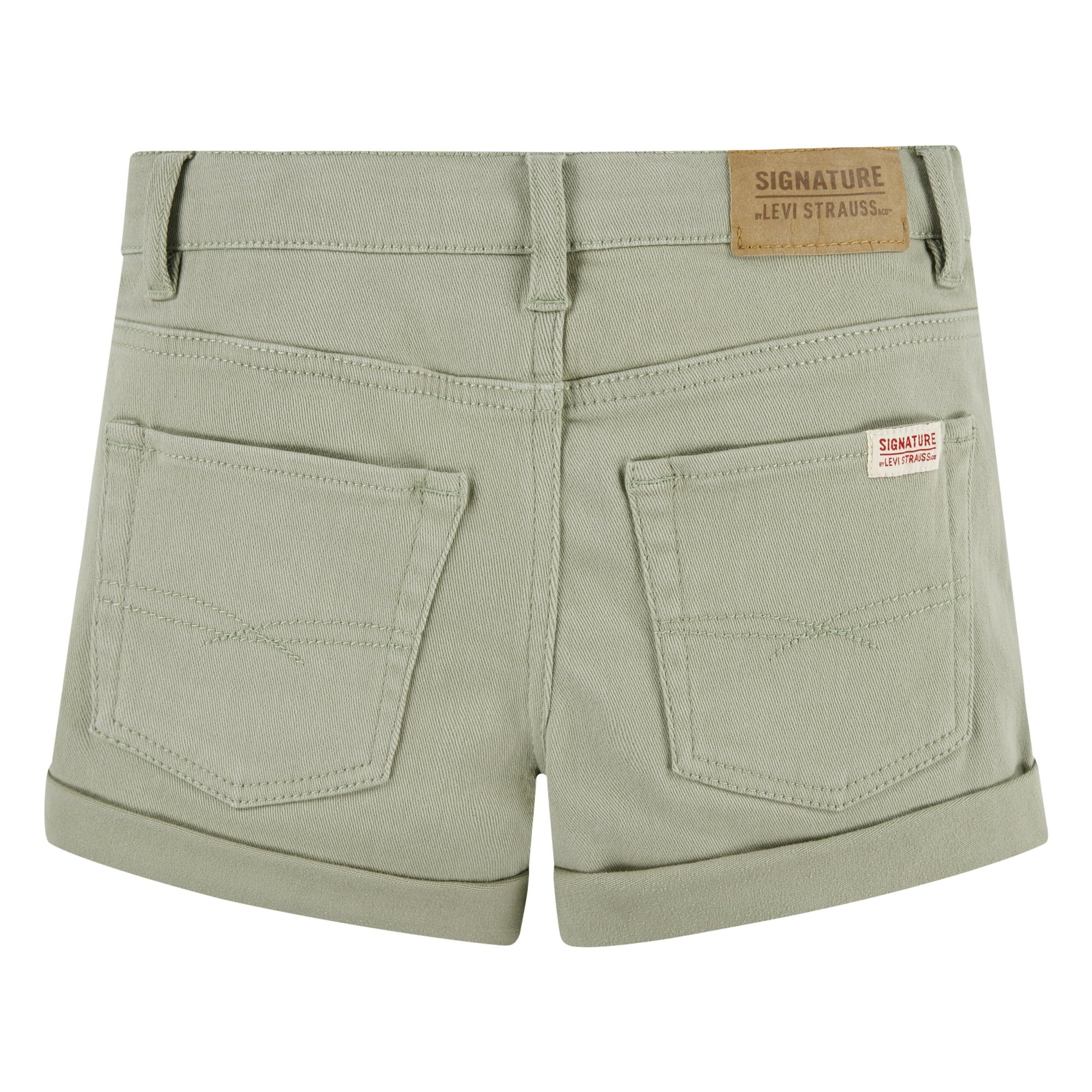 المقاس: 14 REG - شورت جينز قصير بحافة ملفوفة للبنات من Signature by Levi Strauss & Co.