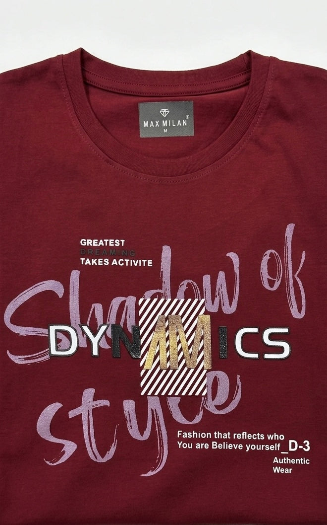 MAX MILAN MAROON MENS PRINTED TSHIRT