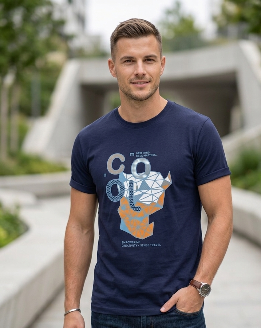 ACHIVER NAVY PRINTED T-SHIRT MEN