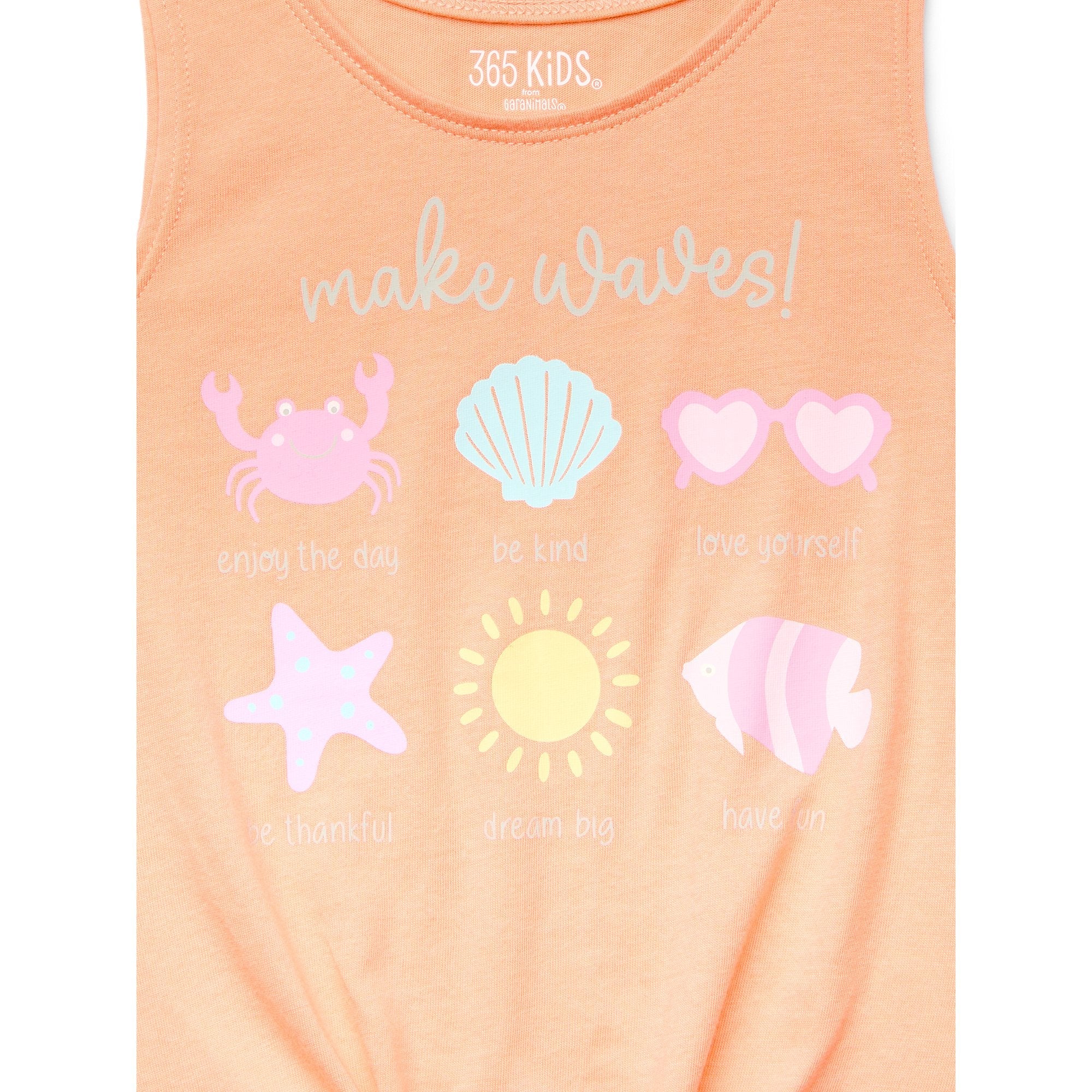 SIZE: 7Y - 365 Kids by Garanimals Girls Tie Front Tank