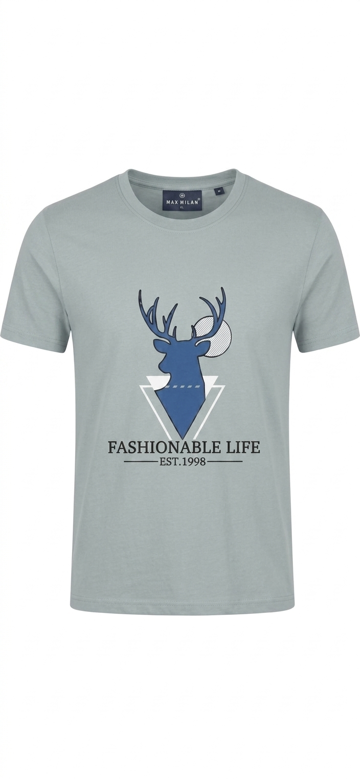 MAX MILAN LIGHT BLUE PRINTED T-SHIRT MEN