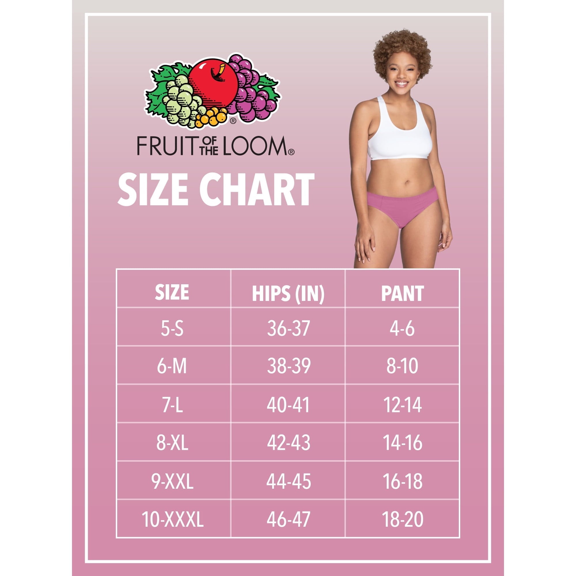المقاس: 8/XL (مقاس البنطال: 14-16) - ملابس داخلية نسائية قطنية من Fruit of the Loom، عبوة من 10 قطع