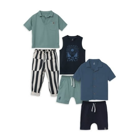 SIZE: 2T - Little Star Organic Toddler Boys 6Pc Mix & Match Bundle Set