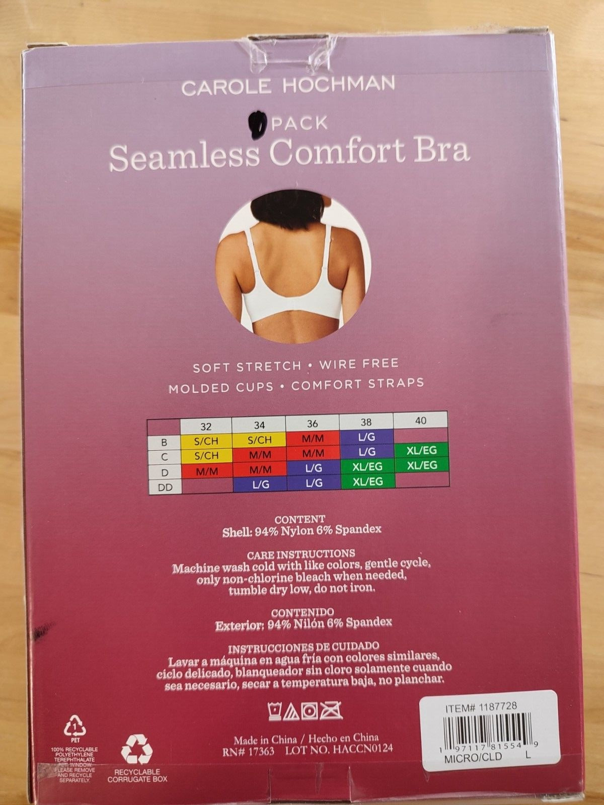 SIZE L - Carole Hochman Seamless Comfort Bra Wire Free Molded Cups Comfort Straps (2 Pack) (as1, Alpha, l, Regular, Regular, Bark/Cloud Dancer)