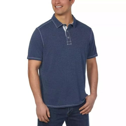 Size: L KIRKLAND Signature Men's Performance Polo Shirt (US, Alpha, Large, Regular, Regular, Blue)