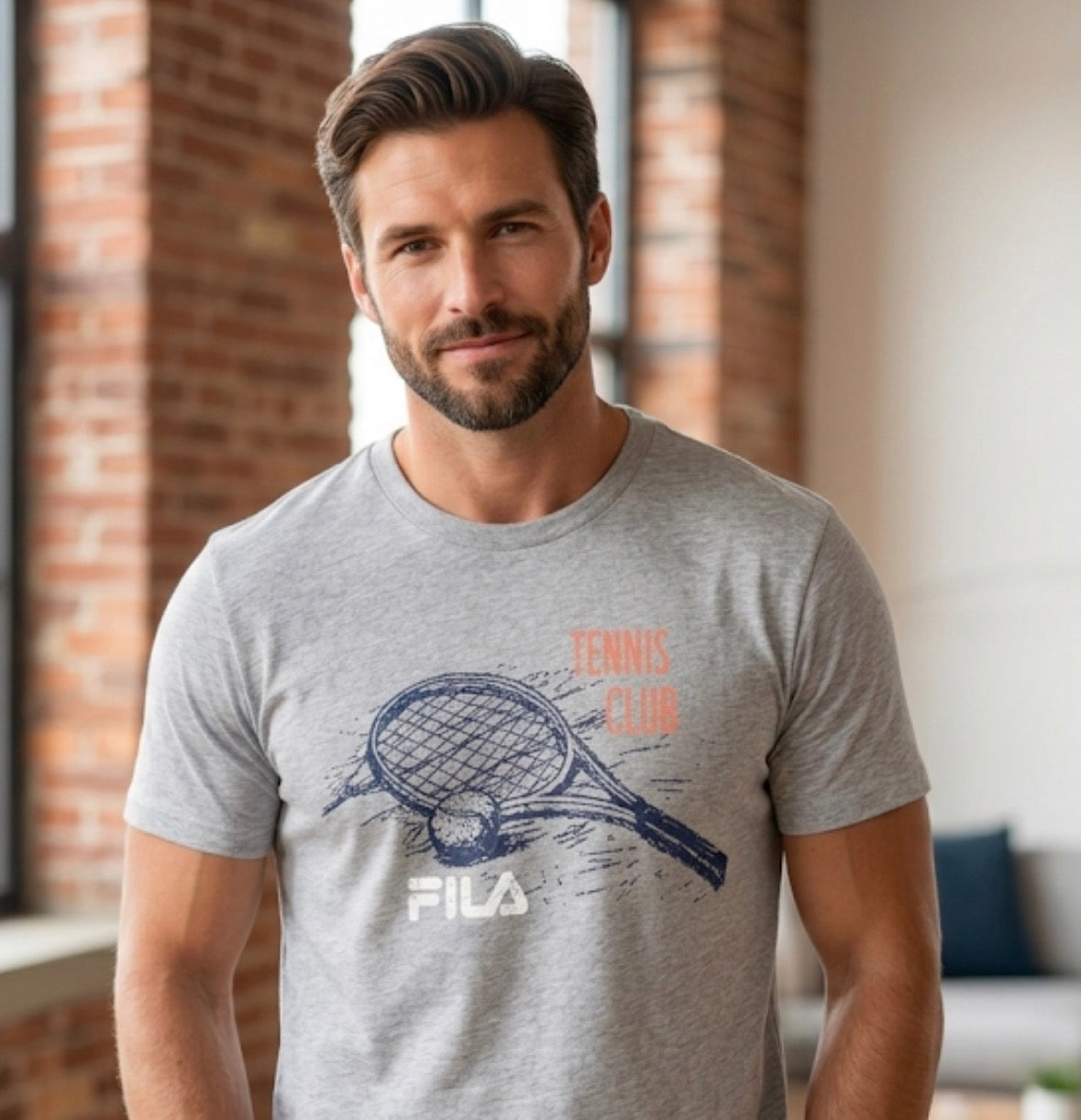 FILA GREY "TENNIS CLUB" T-SHIRT MEN (Lm22b951-290)