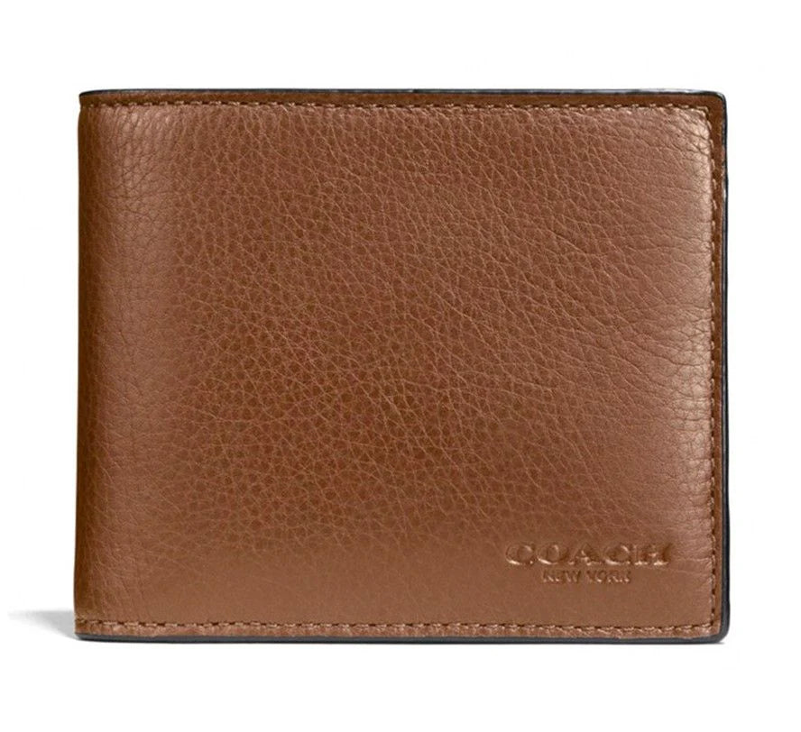 Coach Men's ID Billfold Wallet In Signature Canvas, HONEY BROWN