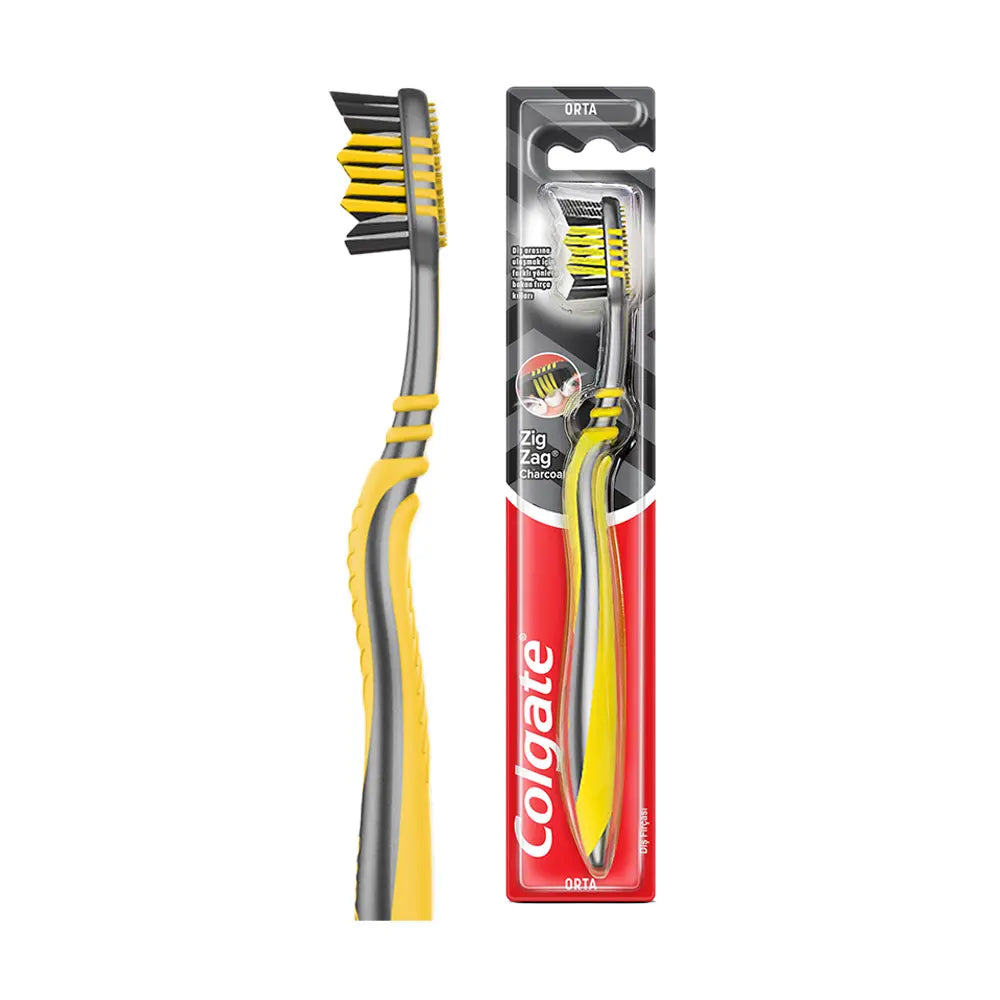 Colgate Zig Zag Charcoal Medium Toothbrush Yellow