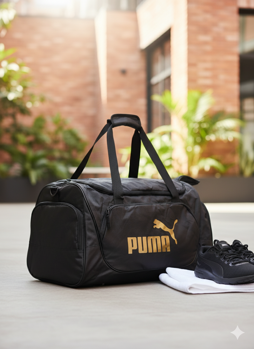 Puma duffle bag black with golden logo
