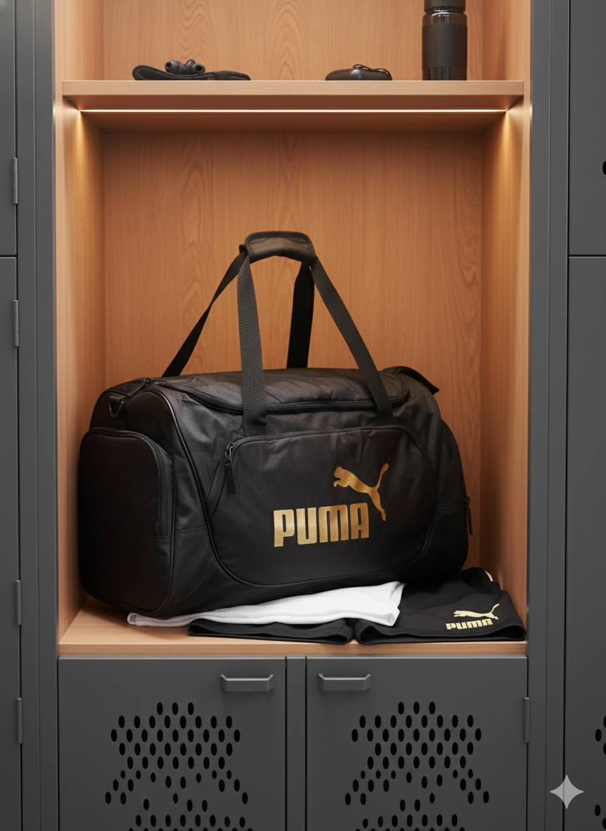 Puma duffle bag black with golden logo