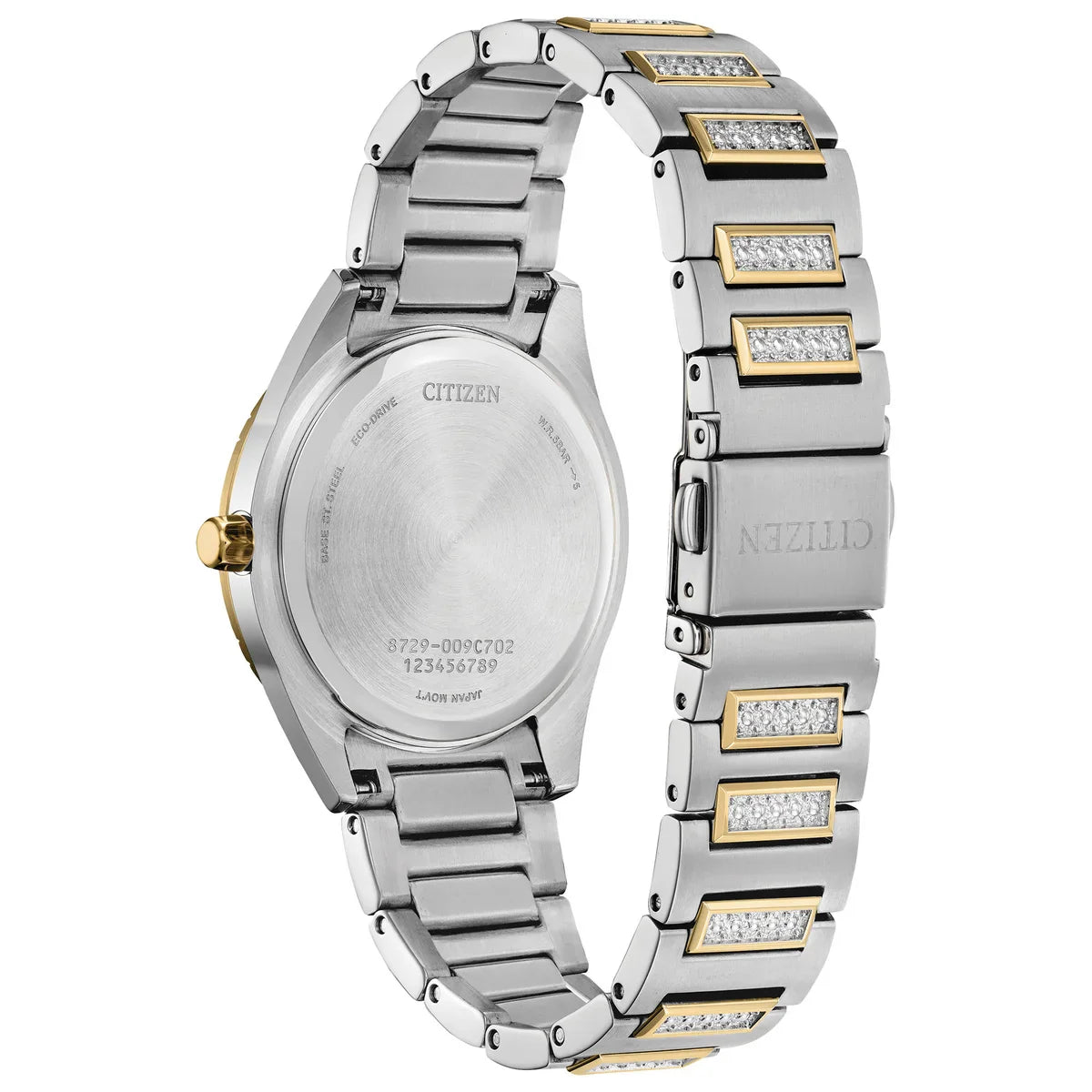 Citizen Eco Drive Crystal Two Tone Stainless Steel Ladies Watch P