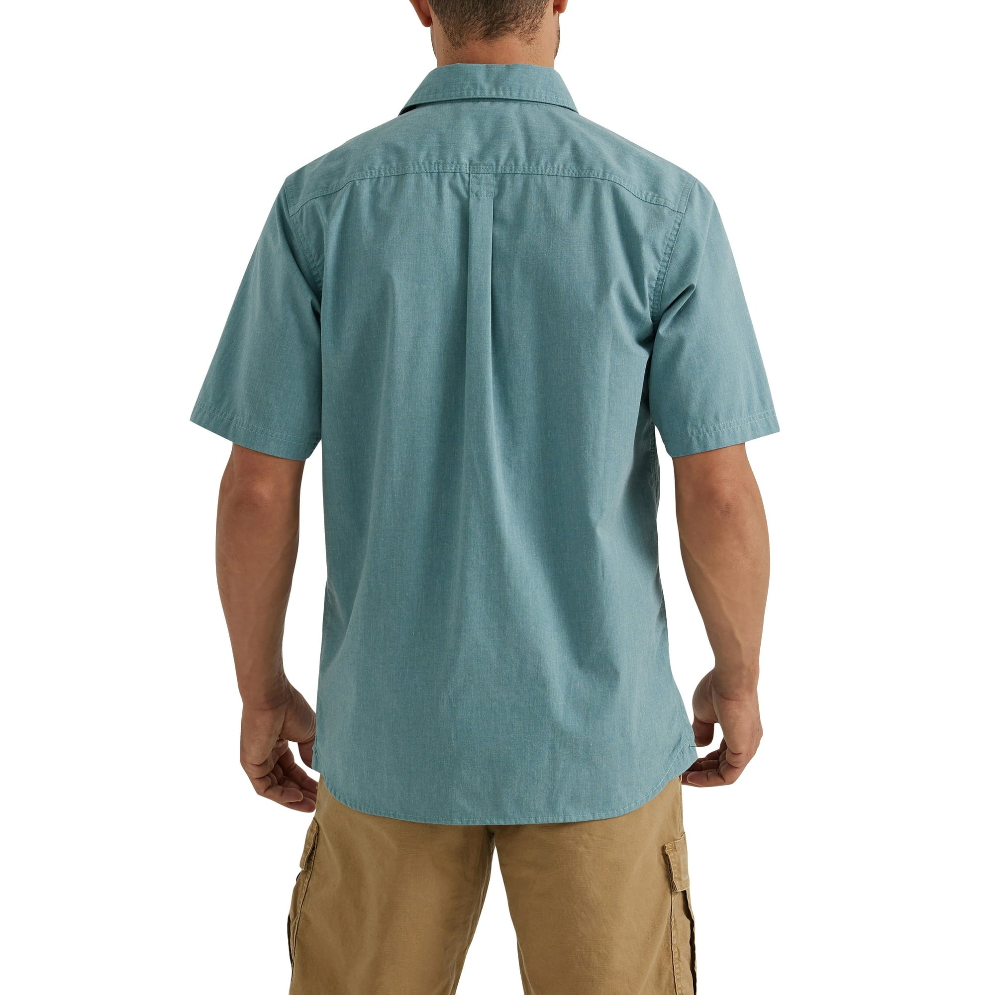 المقاس: 3XL - قميص رجالي من Wrangler® بتصميم مريح وأكمام قصيرة من قماش قطني مائل