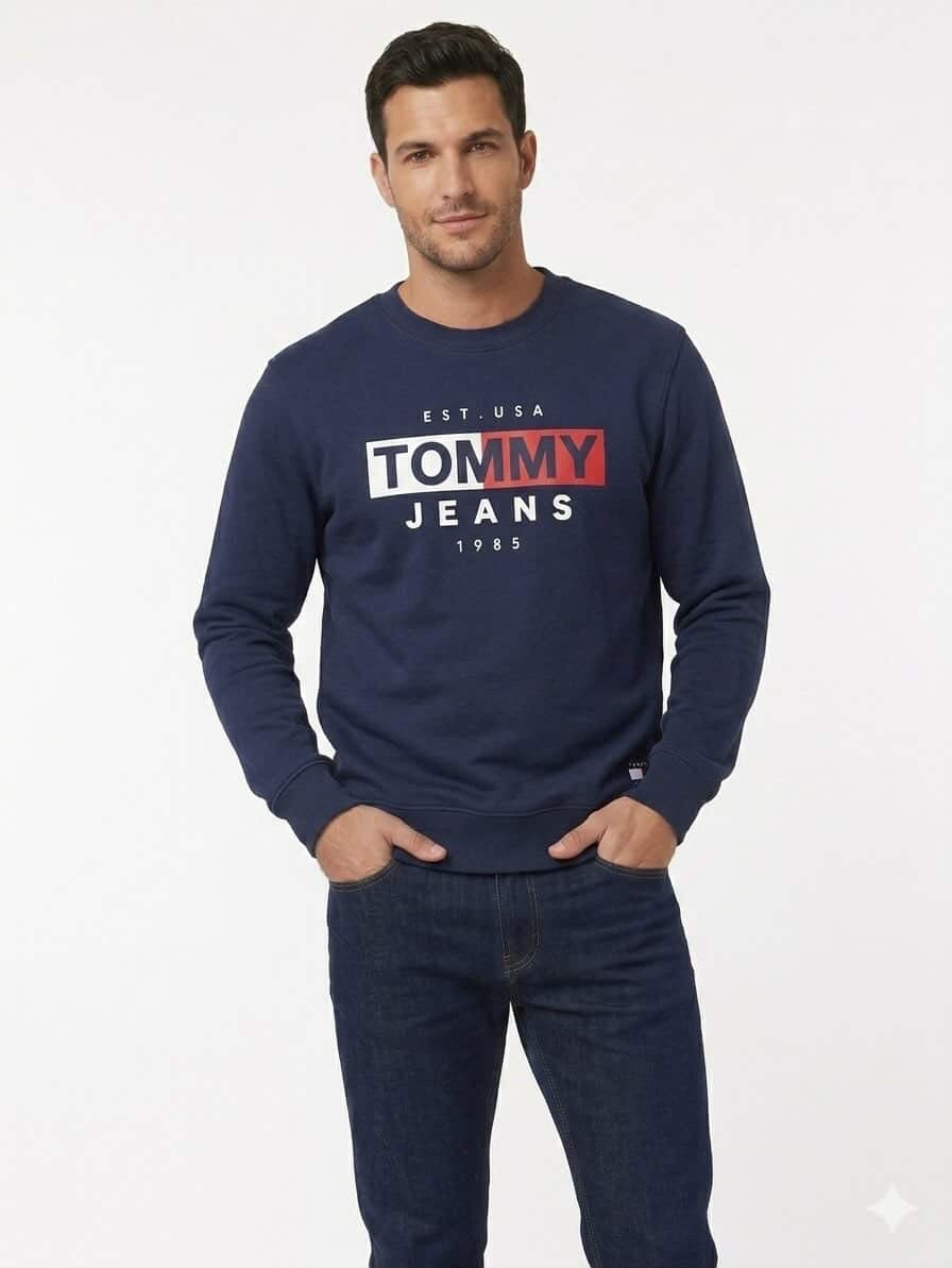 TOMMY JEANS NAVY SWEATSHIRT FOR MEN