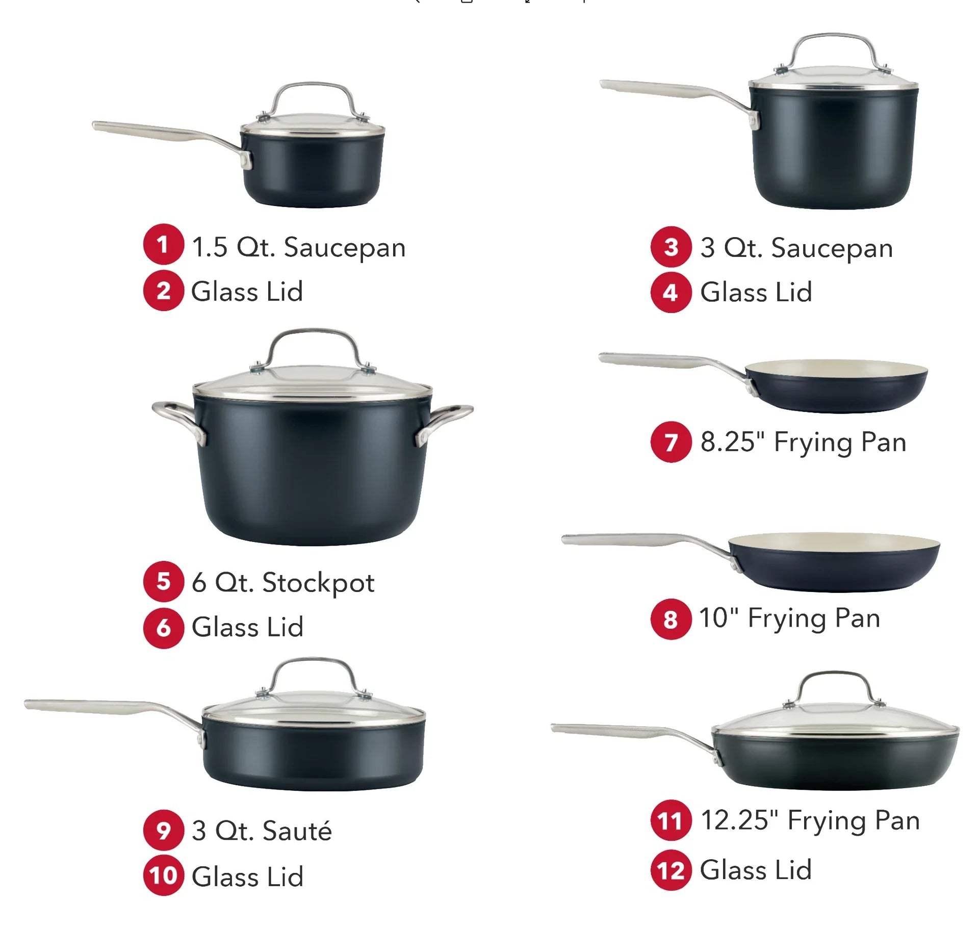 KitchenAid 12-piece Hard Anodized Ceramic Non-Stick Cookware Set