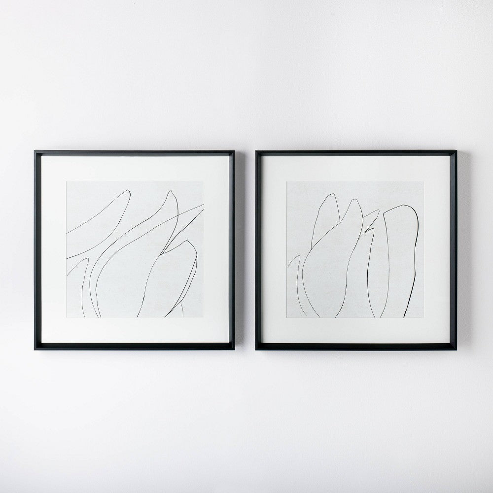 SEALED - (Set of 2) 60CM X 60CM Sketch Art Print Black/White - Thresholdâ„¢ Designed with Studio McGee