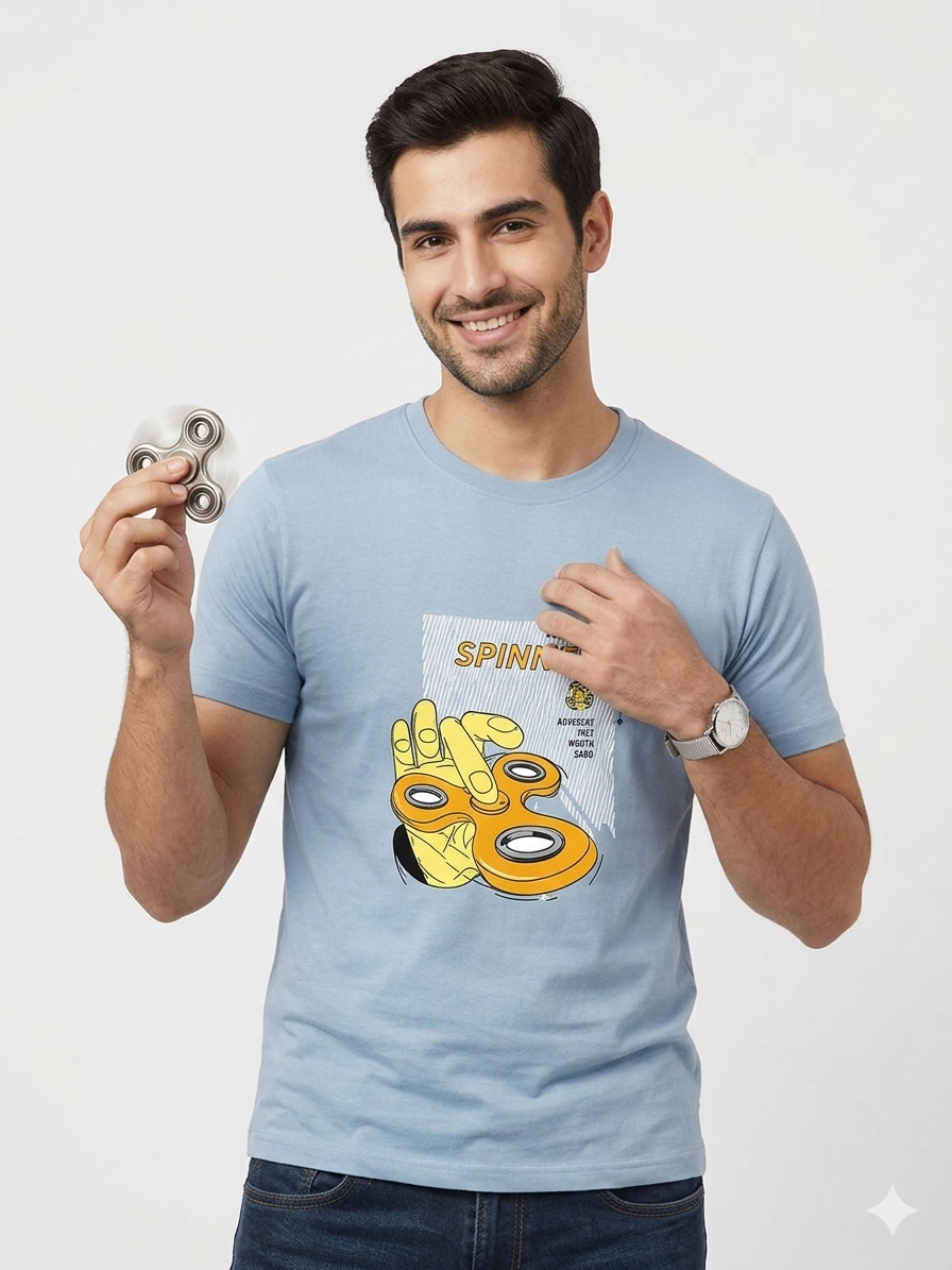 ACHIVER LIGHT BLUE PRINTED T-SHIRT MEN