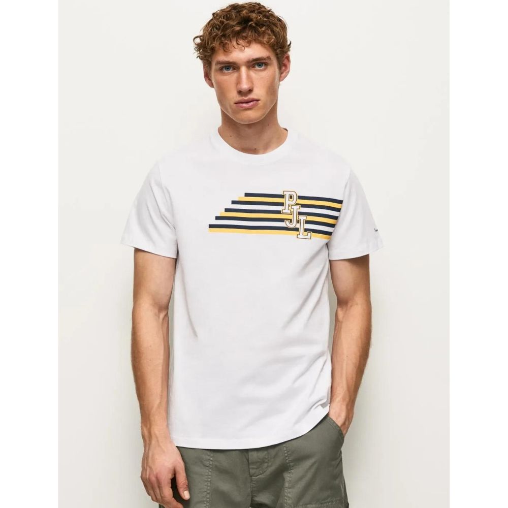 Pepe Jeans PM508709 - Rooney Logo Letters Elevate White Tee For Men