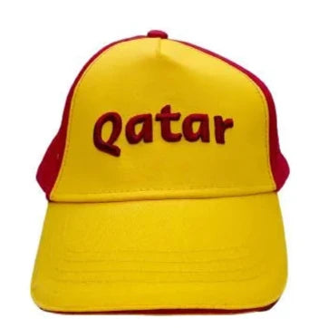 قبعة قطر FIFA 2022 للجنسين - الشعار الرسمي، عنابي وأصفر - للأطفال