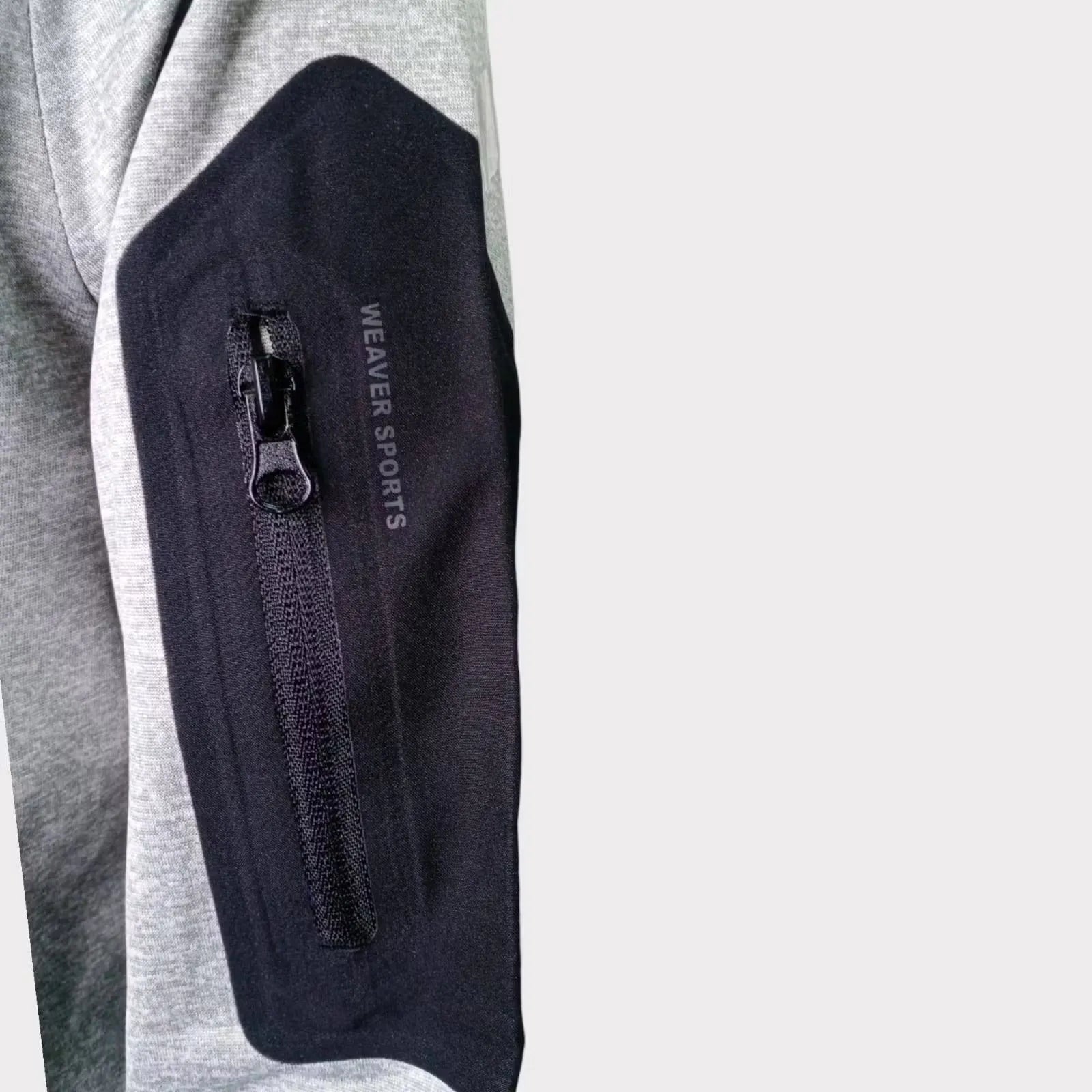 Grey long-sleeve shirt by Weaver featuring a convenient neck zipper for easy on-and-off. Perfect for adding a touch of style and functionality to any outfit.