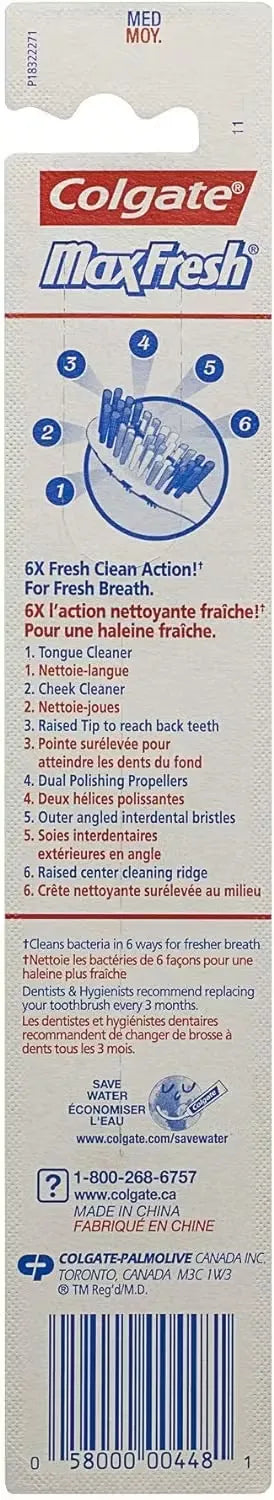 Colgate Max Fresh 6X Clean Toothbrush - Blue Medium Bristles