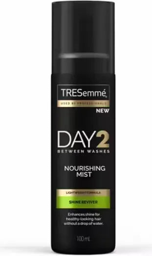 TRESemmé Professionals Day 2 100ml Nourishing Mist bottle with a blue and silver design.