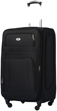 Monsca softside Luggage set of4 Ultra Lightweight suitcase for travel,TSA Approved, anti theft zipper (Black)