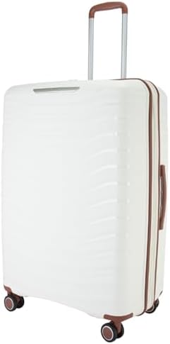 Pierre Cardin Unbreakable Luggage,Expandable Zipper,4 Spiner Whels, Set of 4 PCS (White)