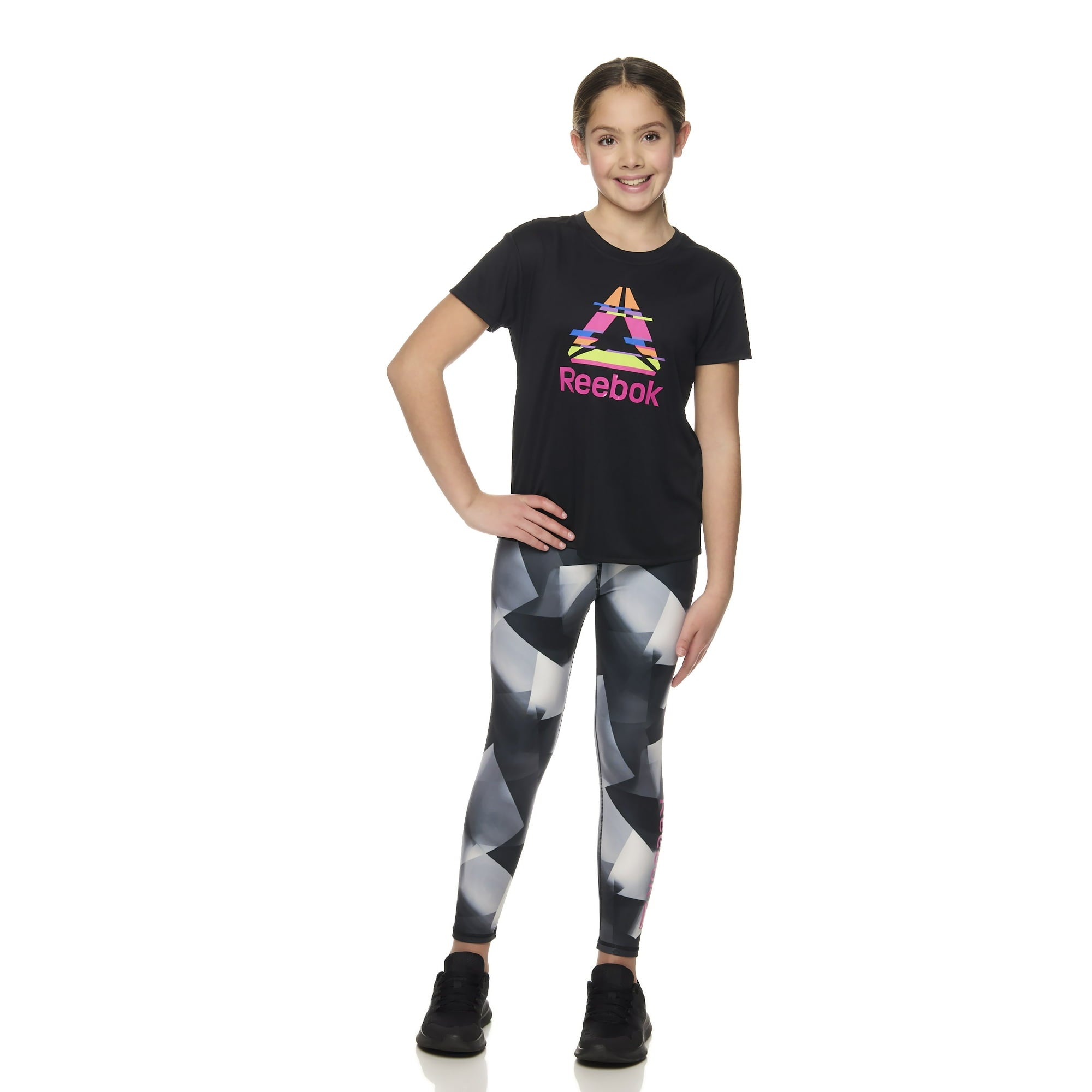 SIZE: 7/8 - Reebok Girl's Athletic Printed Capri Legging