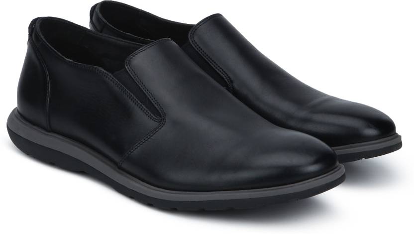Clarks Glaston Step Men’s Black Leather Slip‑On Shoes – Comfortable Casual Loafers with Durable Grip