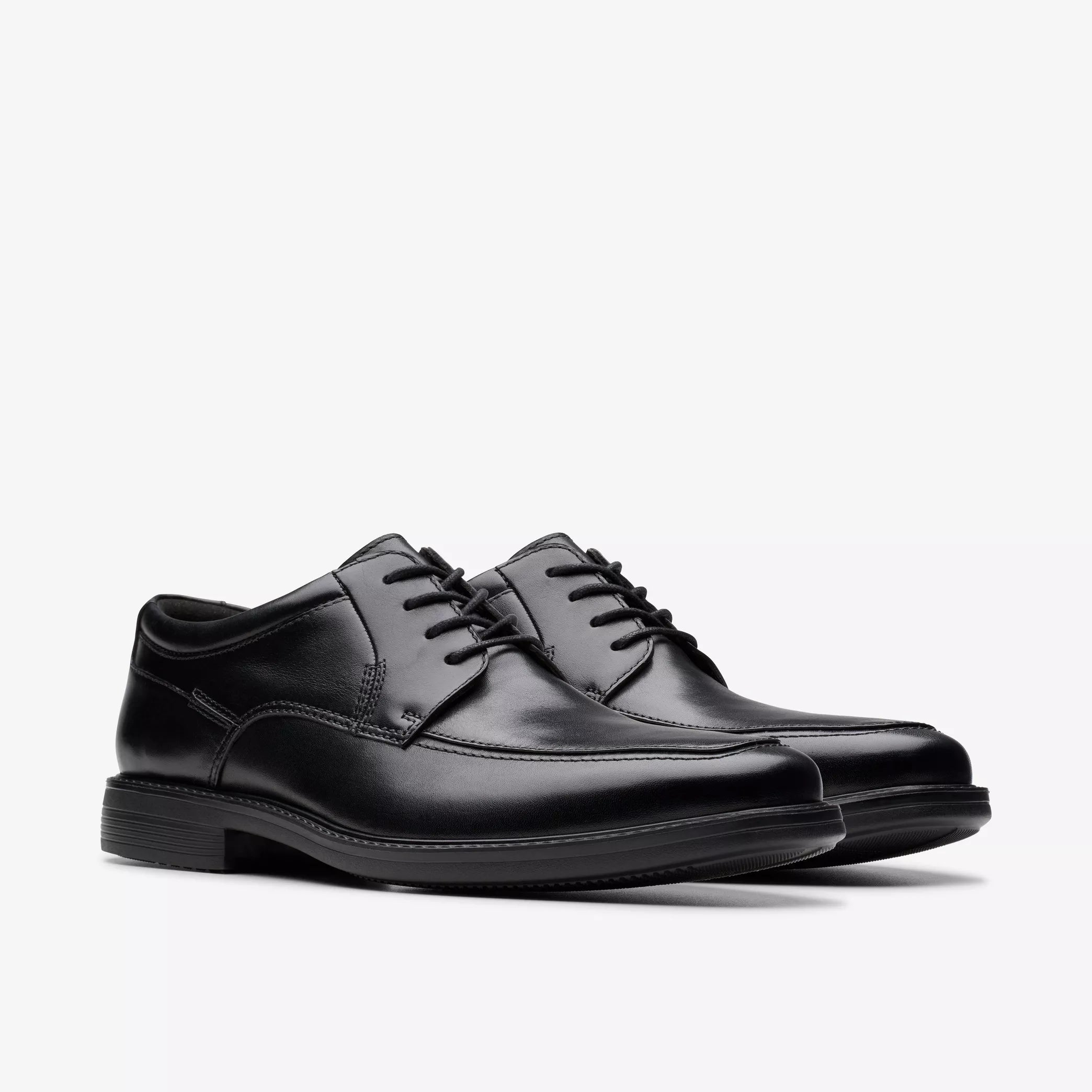 Clarks Mens Ipswich Apron II Black Leather Derby Shoes Lace Up