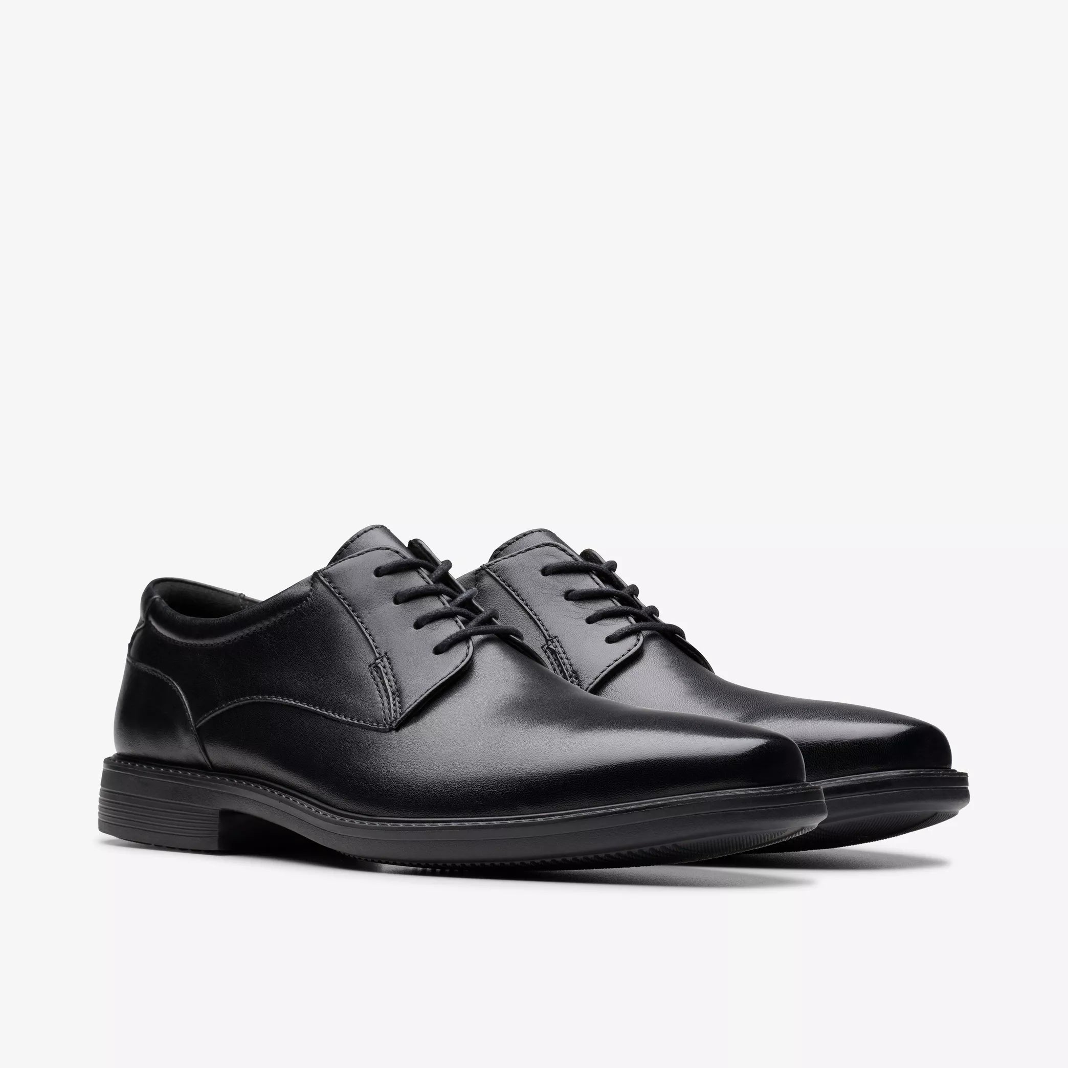Clarks Wendell Lace II 'Black Leather' - Men's Shoes