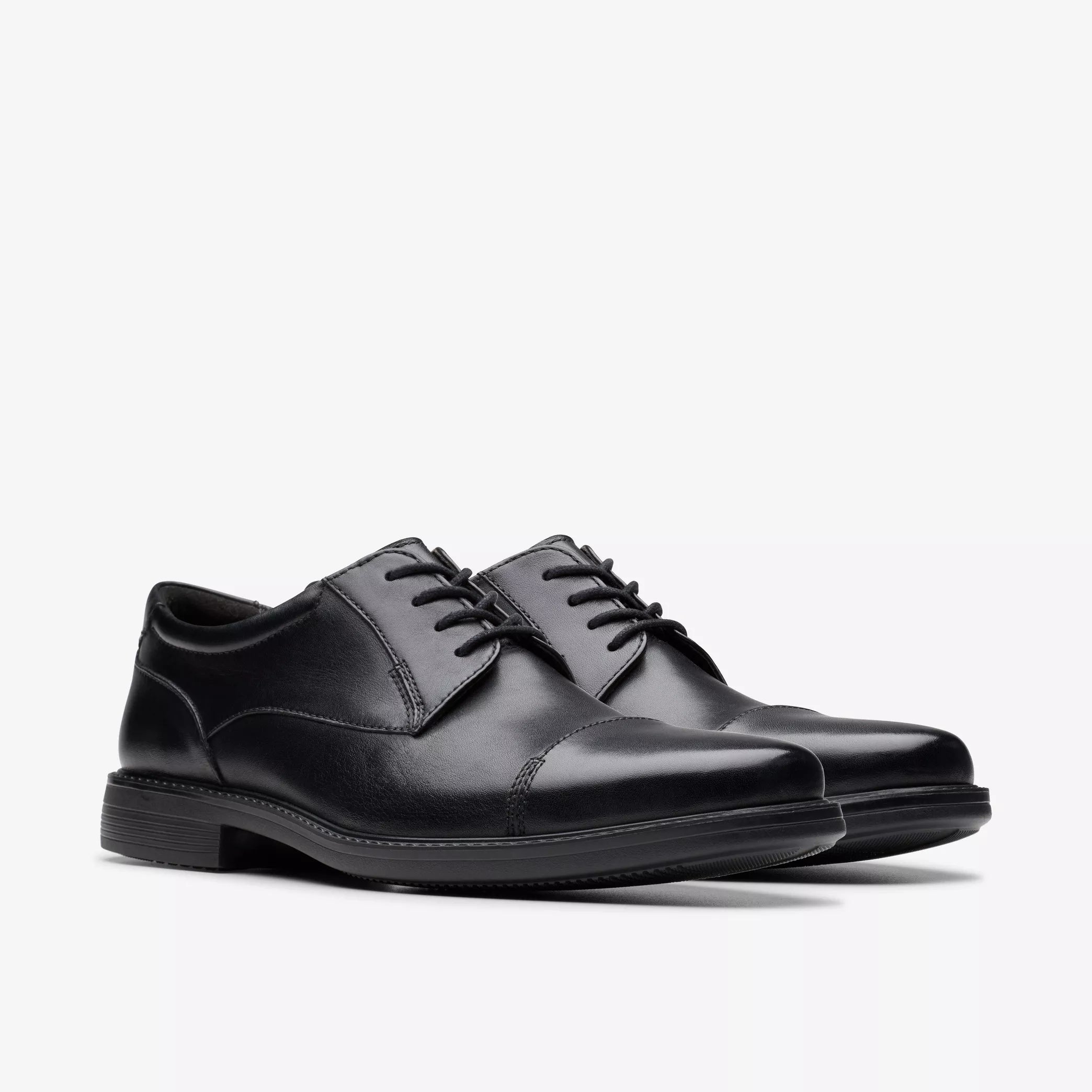 Clarks Wenham Cap II Black Leather - Men's shoes
