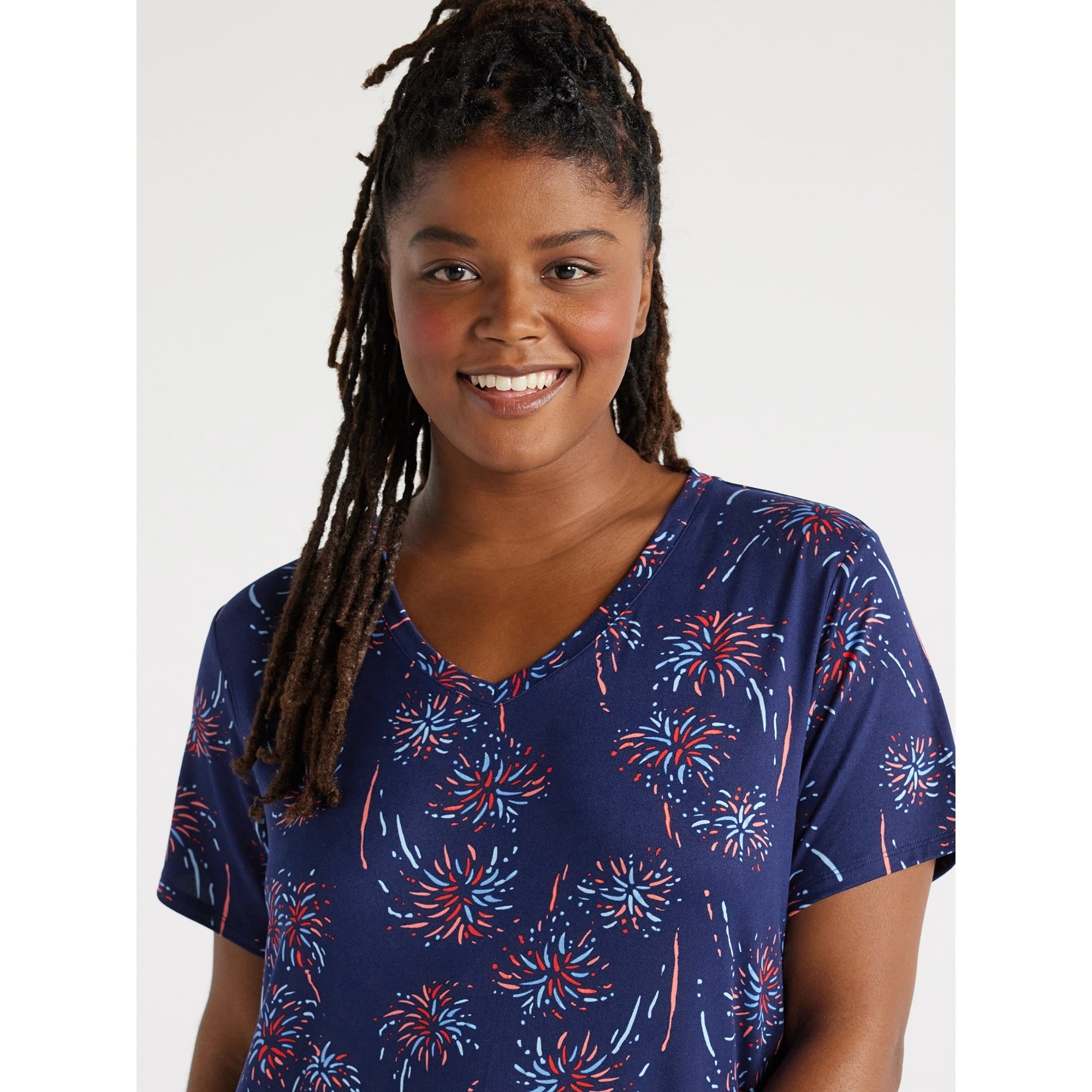 المقاس: S - قميص نسائي قصير الأكمام محبوك من Joyspun