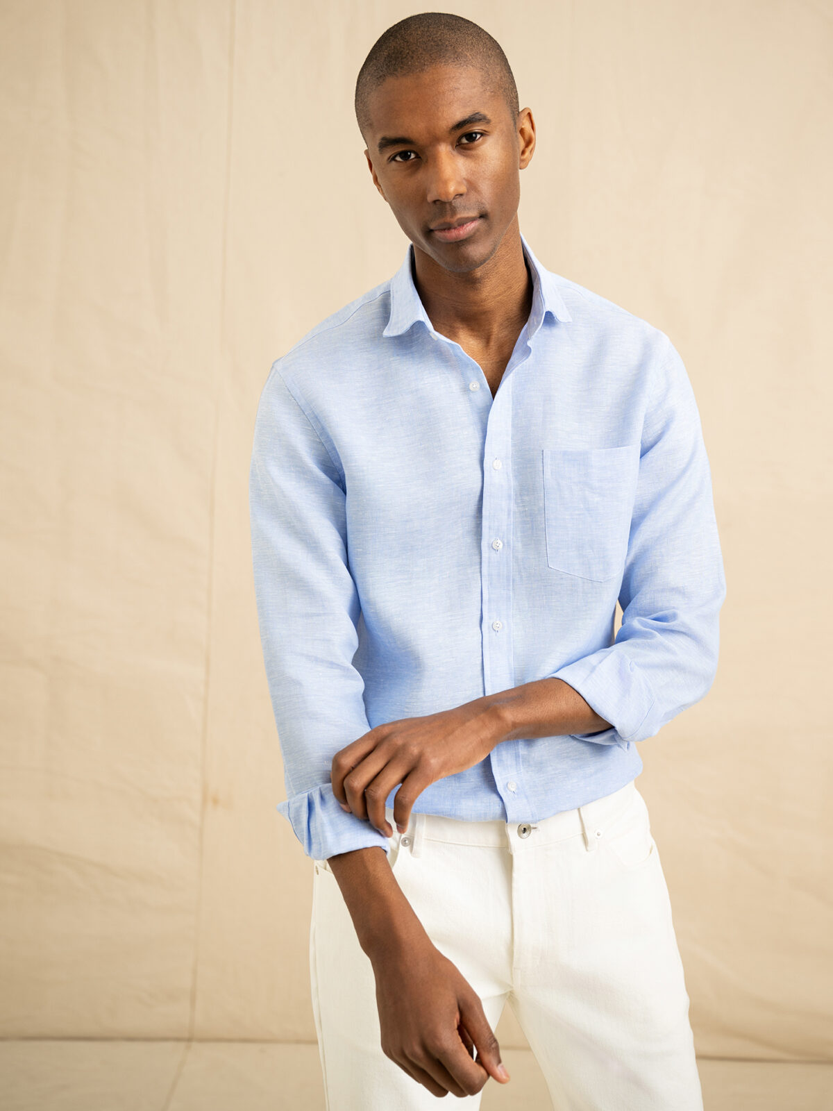 LINEN CLUB MEN'S COTTON LINEN TURQUOISE BLUE SOLID REGULAR FIT FULL SLEEVE CASUAL SHIRT