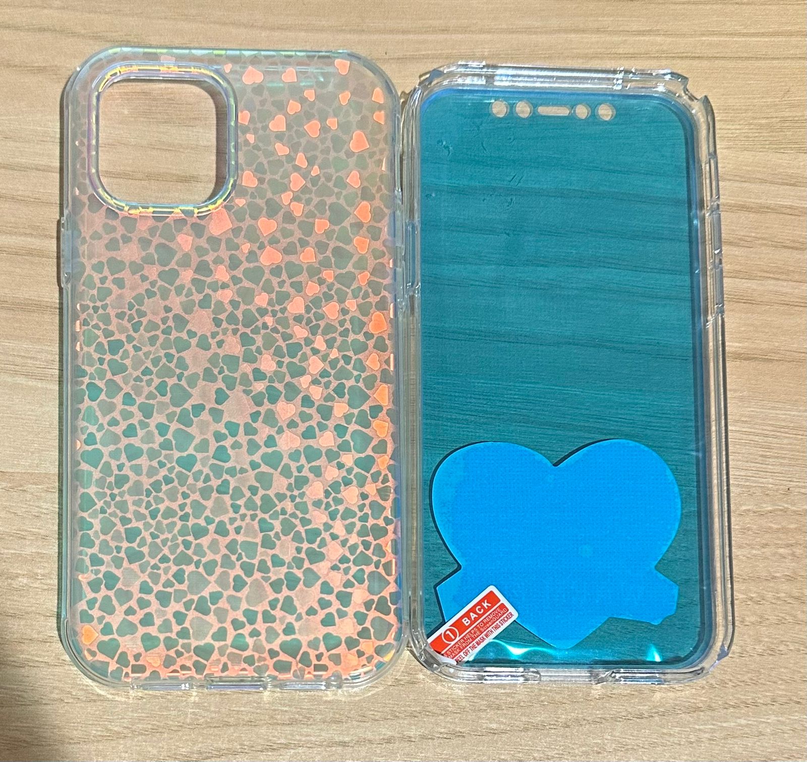 iPhone 12 pro case hearts design back and front cover