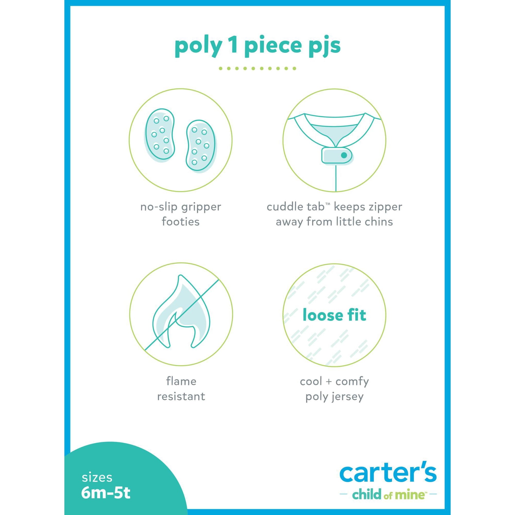 SIZE: 12 M - Carter's Child of Mine Toddler Pajamas, One-Piece, 3-Pack