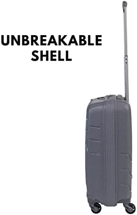 Pierre cardin 20 Inch laptop trolley bag Strong shell Front Pocket with Laptop Compartment rolling laptop bag for business and Travel (Grey)