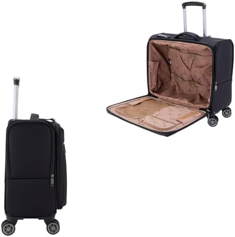 Pierre Cardin Rolling Laptop Case Set of 2 Pilot Business Bag for Travel And Laptop briefcase,International Lock 8Wheel For Easy Moveing