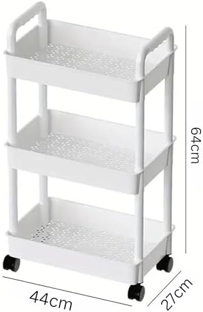 Prince horizon 3-5 Tier Rolling Utility Cart, Multifunctional Metal Frame Storage Cart for Office, Home, Kitchen, Bedroom, Bathroom, Laundry Room (Black, 27x44x64 CM)