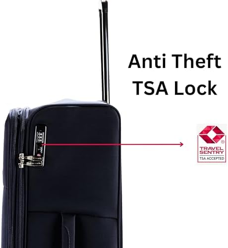 Pierre Cardin Softside Luggage Set of 3, Lightweight and Darable Material, TSA Lock, UNISEX Travel Suitcase (Black)