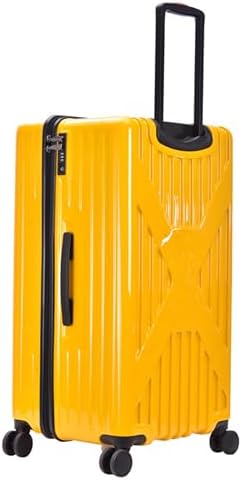 LUSHBERRY AXEL Luggage (29 INCH) Trunk Size Luggage Polycarbonate Hard Case Japan Hinomoto Double Wheels Anti Theft Travel Bags Suitcase International Lock Large Capacity Volume (Yellow)