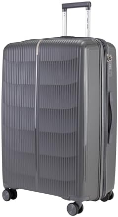 Pierre Cardin Unbreakable Luggage Set of 4, Expandable and Anti Theft Double Zipper Suitcase, 4 Double Smooth and Silent Wheels, TSA Approved Luggage for Travel (Grey)