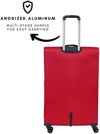 Pierre Cardin Luggage Softside Lightweight Suitcase for Travel, TSA Approved Lock, Anti Theft Double Zipper, Mercury Collection (Set of 3, Red)