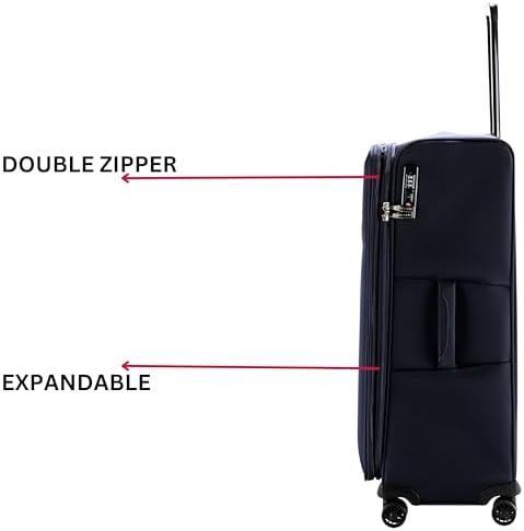 Pierre Cardin Softside Luggage Set of 3, Lightweight and Darable Material, TSA Lock, UNISEX Travel Suitcase (Black)