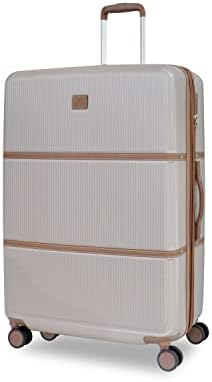 Pierre Cardin Luggage TSA Approved Suitcase for Travel, ANTI Theft Double Zipper Travel bag, Skyline Collection (Checked Luggage 29 Inch, Champagne)