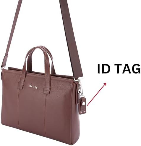 Pierre Cardin Unisex Premium Business Laptop Briefcase 15.6-Inch Laptop Bag Large Capacity Messenger Bag Soft Top Handle Handbag With Long Straps Travel Office Work PB87072 Brown